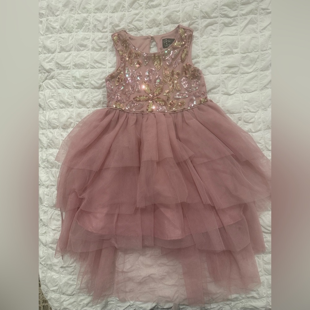 Pink & Violet Embellished Gold and Pink Halter Sundress for Toddler